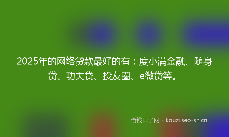 2025年的网络贷款最好的有：度小满金融、随身贷、功夫贷、投友圈、e微贷等。