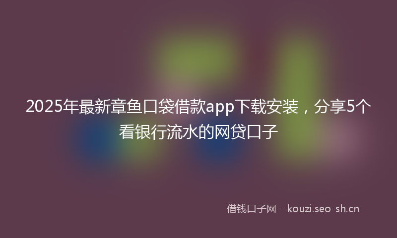 2025年最新章鱼口袋借款app下载安装，分享5个看银行流水的网贷口子