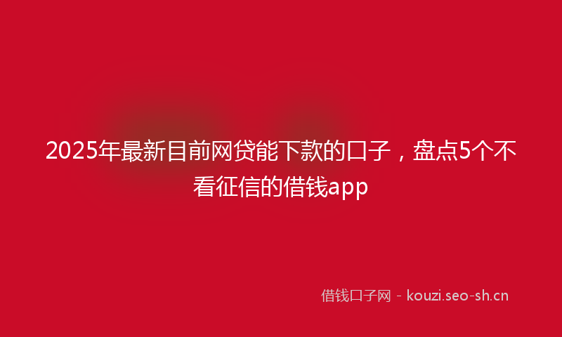 2025年最新目前网贷能下款的口子，盘点5个不看征信的借钱app