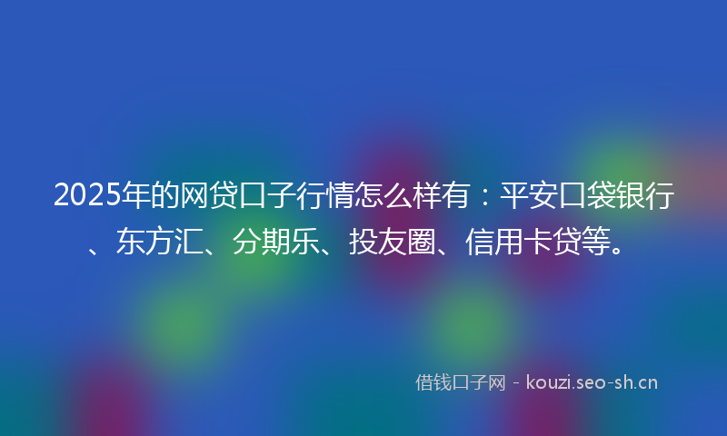 2025年的网贷口子行情怎么样有：平安口袋银行、东方汇、分期乐、投友圈、信用卡贷等。