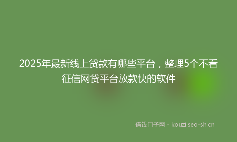2025年最新线上贷款有哪些平台，整理5个不看征信网贷平台放款快的软件