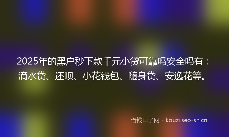 2025年的黑户秒下款千元小贷可靠吗安全吗有：滴水贷、还呗、小花钱包、随身贷、安逸花等。