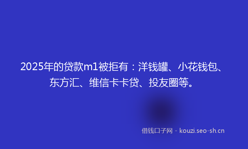 2025年的贷款m1被拒有：洋钱罐、小花钱包、东方汇、维信卡卡贷、投友圈等。