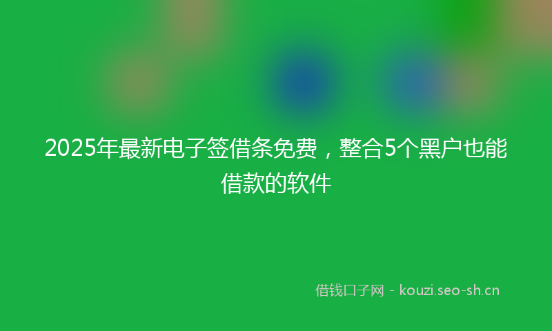 2025年最新电子签借条免费，整合5个黑户也能借款的软件