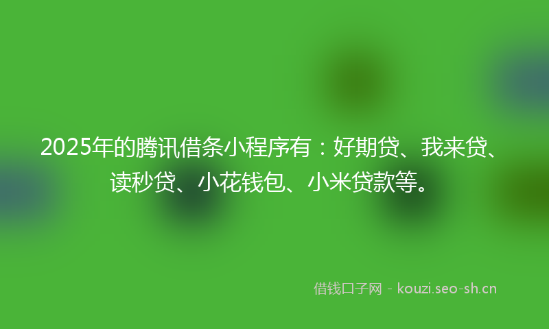 2025年的腾讯借条小程序有：好期贷、我来贷、读秒贷、小花钱包、小米贷款等。