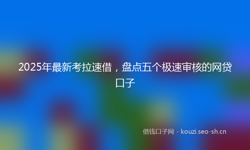 2025年最新考拉速借，盘点五个极速审核的网贷口子
