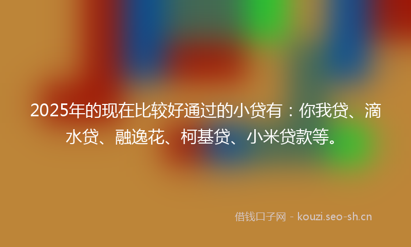 2025年的现在比较好通过的小贷有：你我贷、滴水贷、融逸花、柯基贷、小米贷款等。