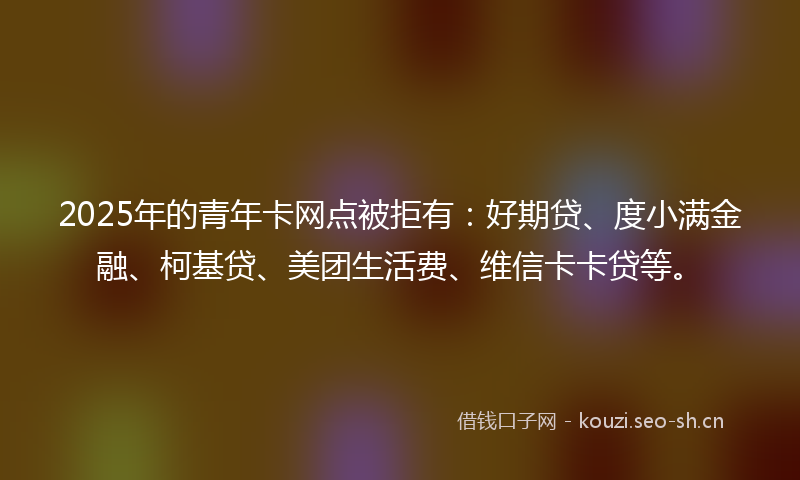 2025年的青年卡网点被拒有：好期贷、度小满金融、柯基贷、美团生活费、维信卡卡贷等。