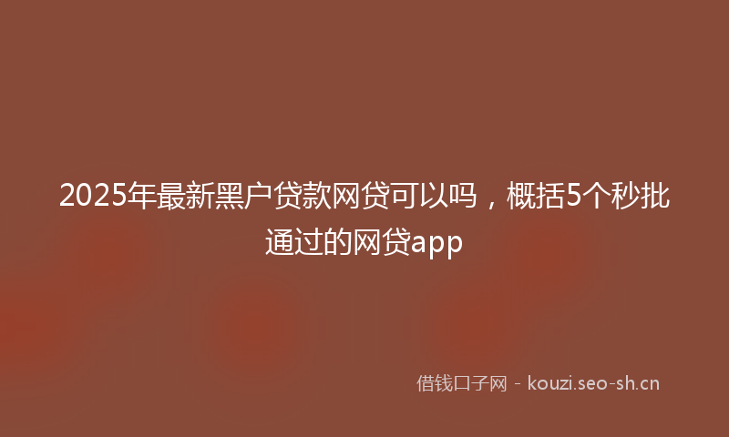 2025年最新黑户贷款网贷可以吗，概括5个秒批通过的网贷app