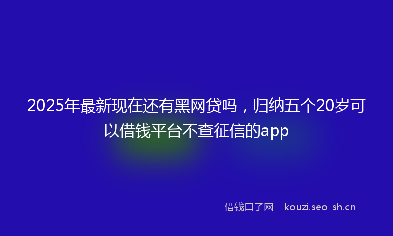 2025年最新现在还有黑网贷吗，归纳五个20岁可以借钱平台不查征信的app