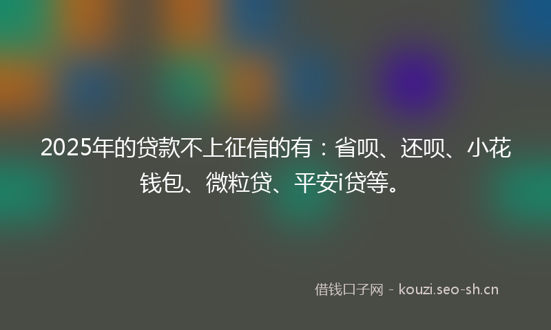 2025年的贷款不上征信的有：省呗、还呗、小花钱包、微粒贷、平安i贷等。