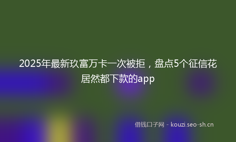 2025年最新玖富万卡一次被拒，盘点5个征信花居然都下款的app