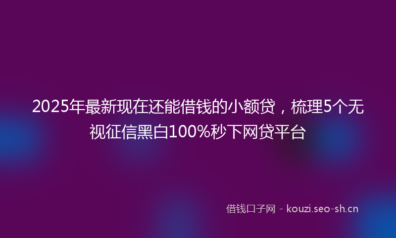 2025年最新现在还能借钱的小额贷，梳理5个无视征信黑白100%秒下网贷平台