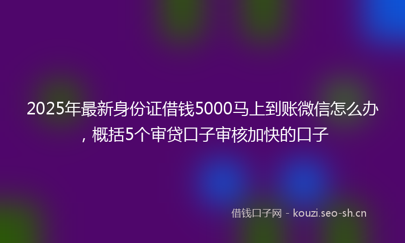 2025年最新身份证借钱5000马上到账微信怎么办，概括5个审贷口子审核加快的口子