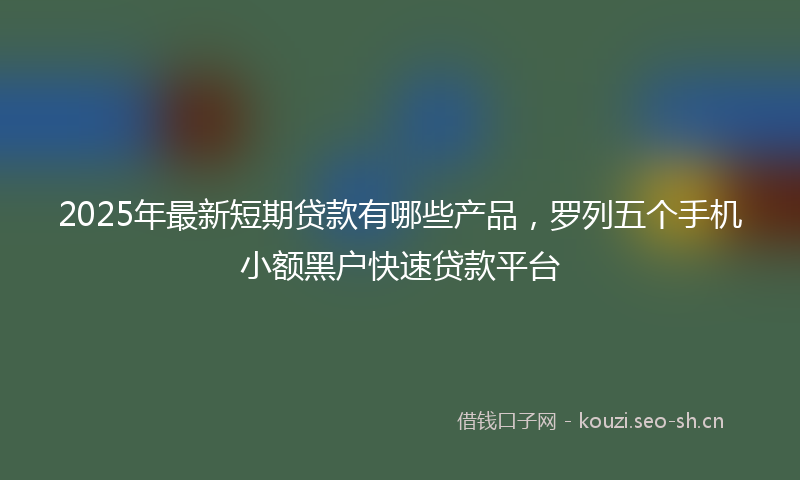 2025年最新短期贷款有哪些产品，罗列五个手机小额黑户快速贷款平台