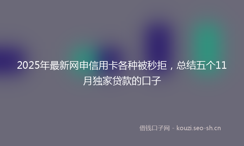 2025年最新网申信用卡各种被秒拒，总结五个11月独家贷款的口子