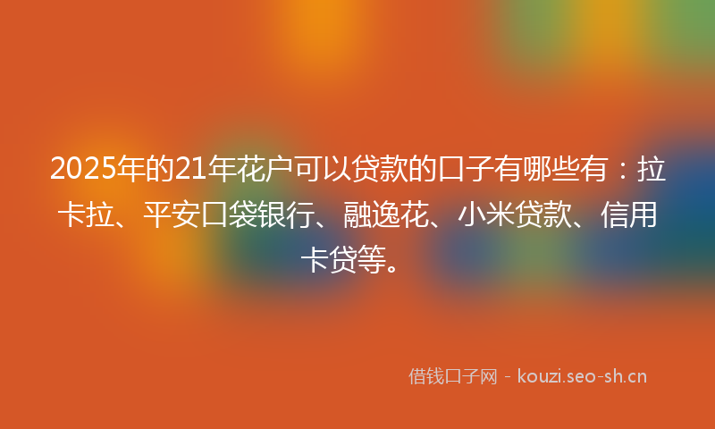 2025年的21年花户可以贷款的口子有哪些有：拉卡拉、平安口袋银行、融逸花、小米贷款、信用卡贷等。