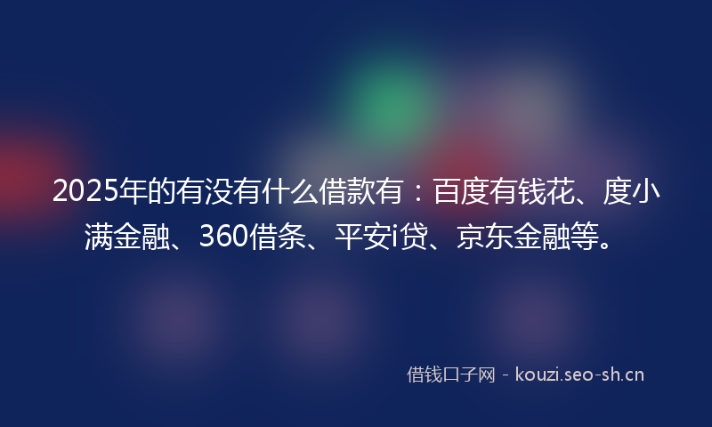 2025年的有没有什么借款有：百度有钱花、度小满金融、360借条、平安i贷、京东金融等。