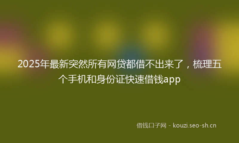 2025年最新突然所有网贷都借不出来了，梳理五个手机和身份证快速借钱app