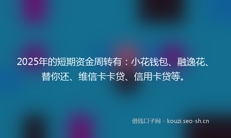 2025年的短期资金周转有：小花钱包、融逸花、替你还、维信卡卡贷、信用卡贷等。