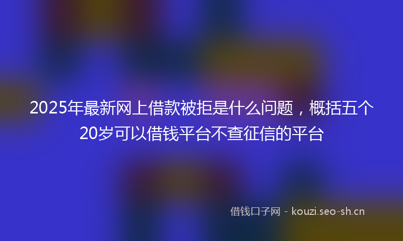 2025年最新网上借款被拒是什么问题，概括五个20岁可以借钱平台不查征信的平台