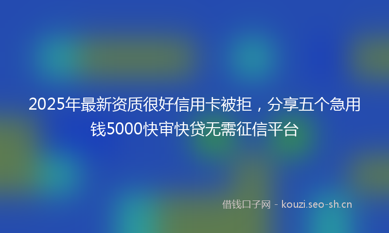 2025年最新资质很好信用卡被拒，分享五个急用钱5000快审快贷无需征信平台