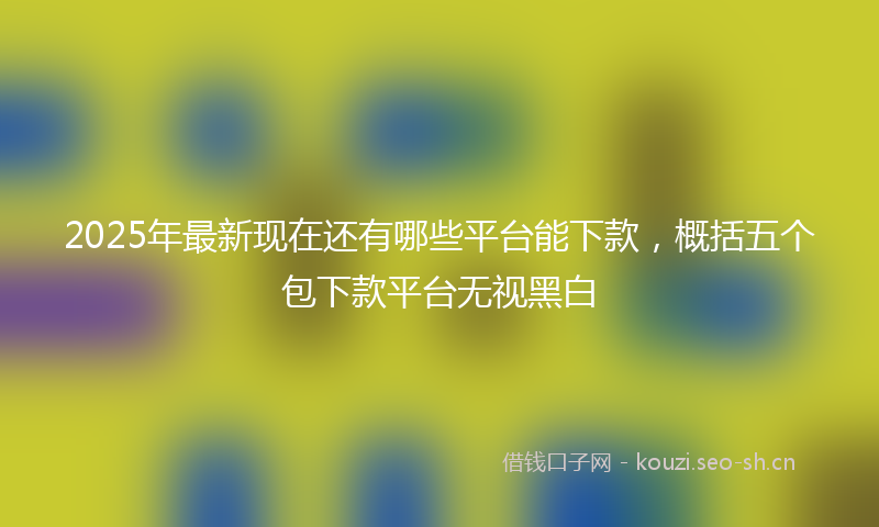 2025年最新现在还有哪些平台能下款，概括五个包下款平台无视黑白