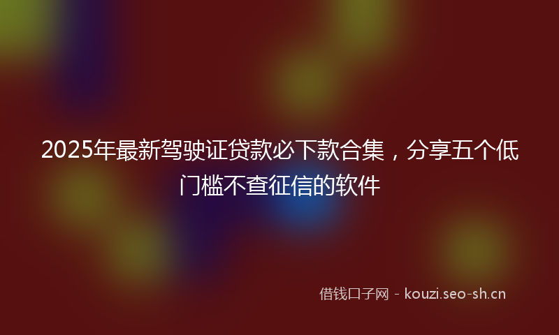 2025年最新驾驶证贷款必下款合集，分享五个低门槛不查征信的软件