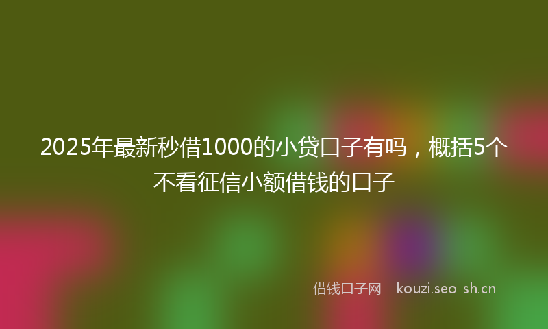 2025年最新秒借1000的小贷口子有吗，概括5个不看征信小额借钱的口子