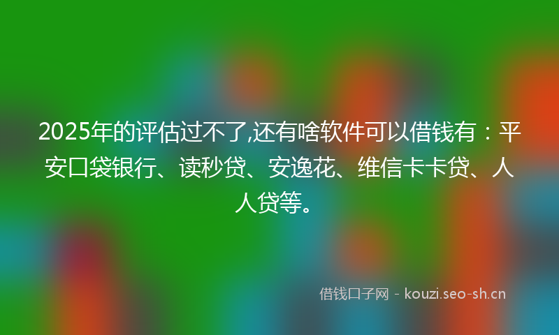 2025年的评估过不了,还有啥软件可以借钱有：平安口袋银行、读秒贷、安逸花、维信卡卡贷、人人贷等。