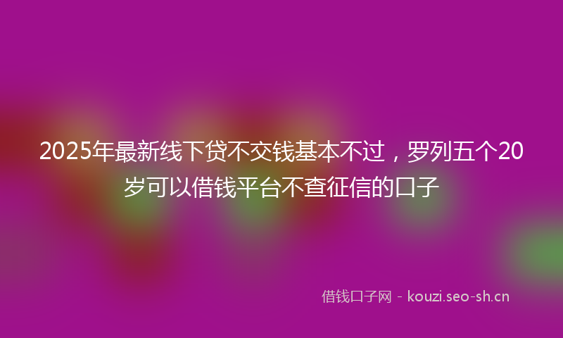 2025年最新线下贷不交钱基本不过，罗列五个20岁可以借钱平台不查征信的口子