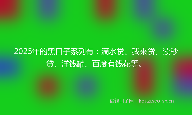 2025年的黑口子系列有：滴水贷、我来贷、读秒贷、洋钱罐、百度有钱花等。