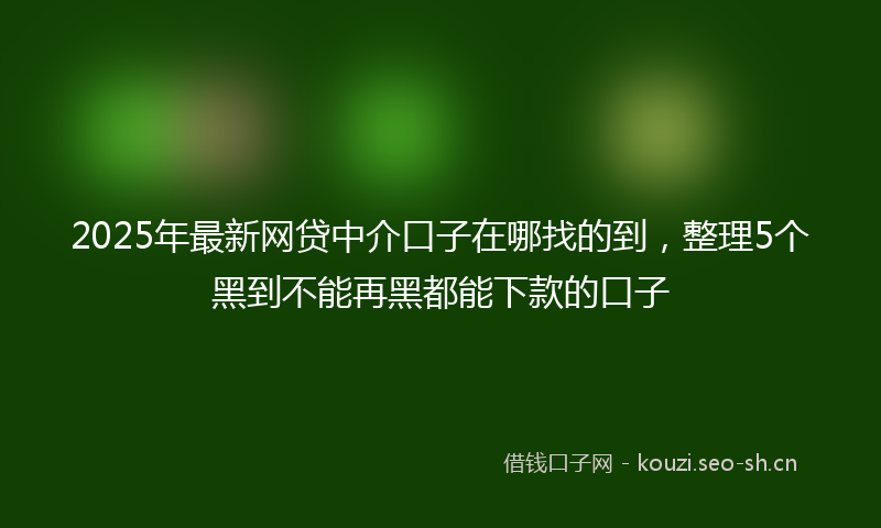 2025年最新网贷中介口子在哪找的到，整理5个黑到不能再黑都能下款的口子