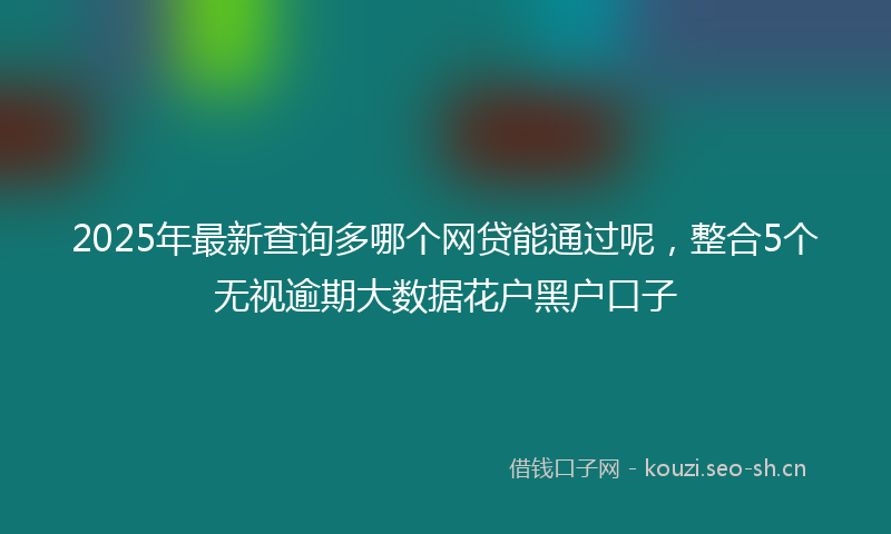 2025年最新查询多哪个网贷能通过呢，整合5个无视逾期大数据花户黑户口子