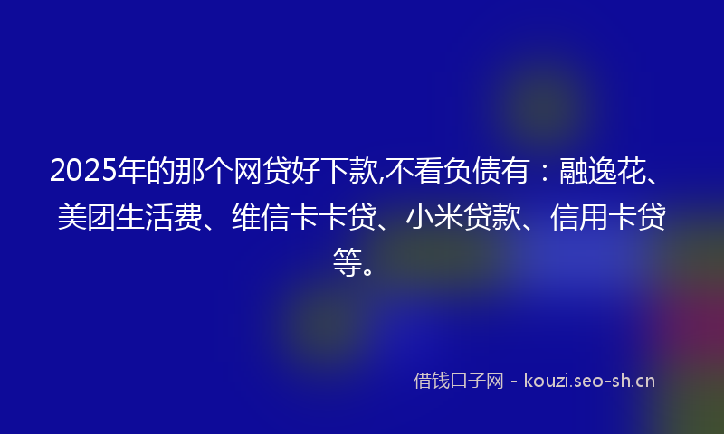 2025年的那个网贷好下款,不看负债有：融逸花、美团生活费、维信卡卡贷、小米贷款、信用卡贷等。
