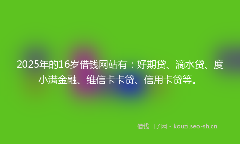 2025年的16岁借钱网站有：好期贷、滴水贷、度小满金融、维信卡卡贷、信用卡贷等。