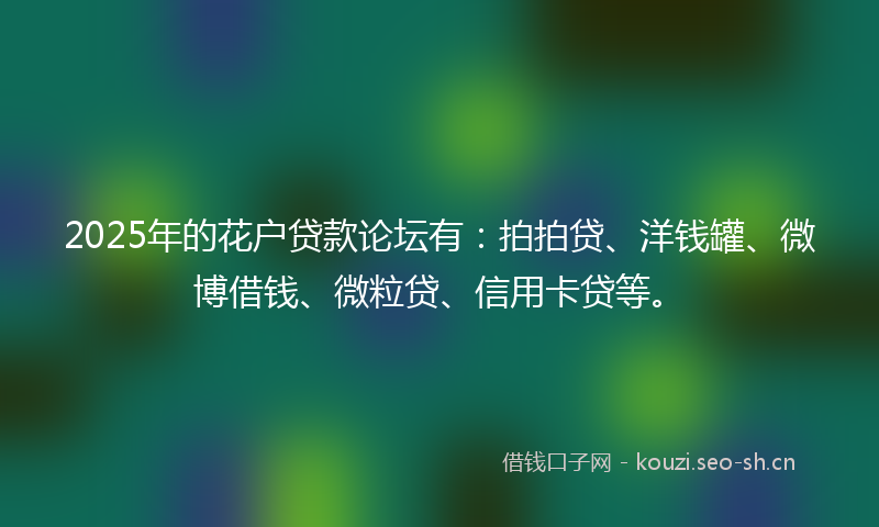 2025年的花户贷款论坛有：拍拍贷、洋钱罐、微博借钱、微粒贷、信用卡贷等。