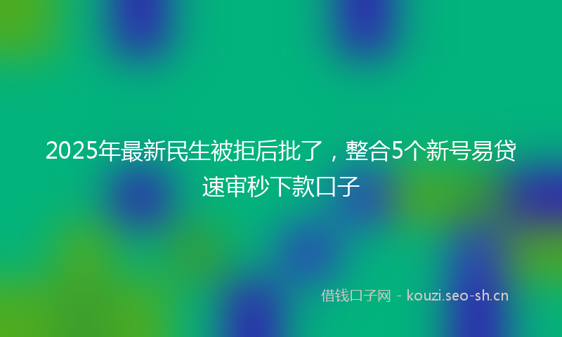 2025年最新民生被拒后批了，整合5个新号易贷速审秒下款口子