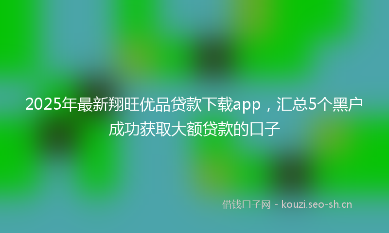 2025年最新翔旺优品贷款下载app，汇总5个黑户成功获取大额贷款的口子