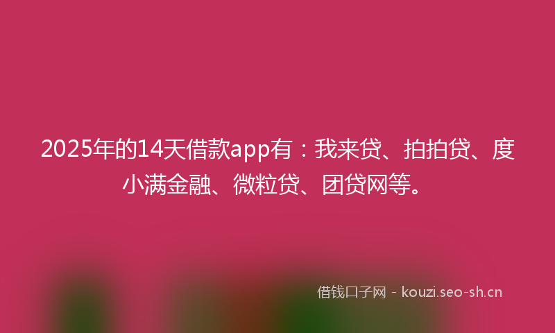 2025年的14天借款app有：我来贷、拍拍贷、度小满金融、微粒贷、团贷网等。