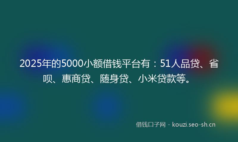 2025年的5000小额借钱平台有：51人品贷、省呗、惠商贷、随身贷、小米贷款等。