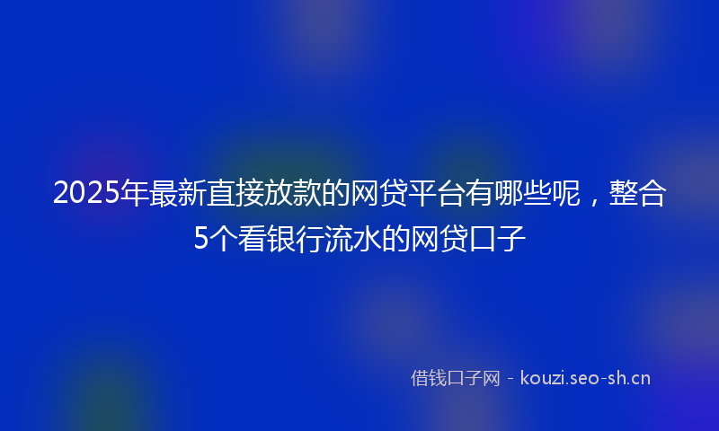 2025年最新直接放款的网贷平台有哪些呢，整合5个看银行流水的网贷口子