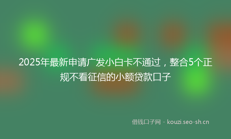 2025年最新申请广发小白卡不通过，整合5个正规不看征信的小额贷款口子