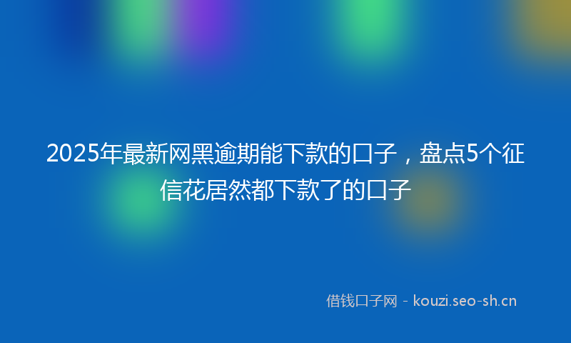 2025年最新网黑逾期能下款的口子，盘点5个征信花居然都下款了的口子