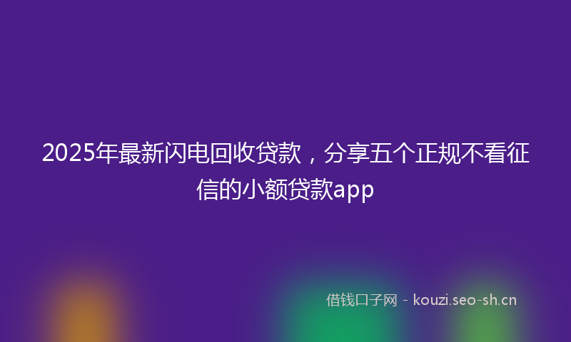 2025年最新闪电回收贷款，分享五个正规不看征信的小额贷款app