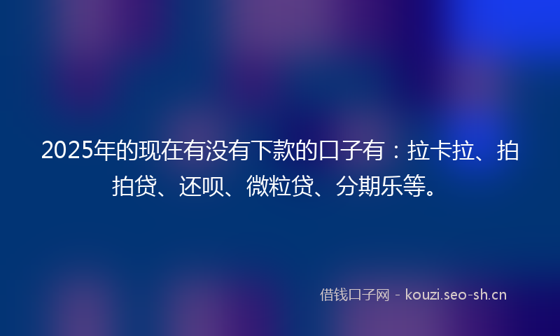 2025年的现在有没有下款的口子有：拉卡拉、拍拍贷、还呗、微粒贷、分期乐等。