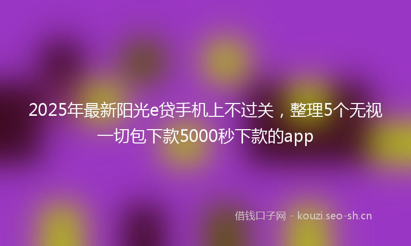2025年最新阳光e贷手机上不过关，整理5个无视一切包下款5000秒下款的app