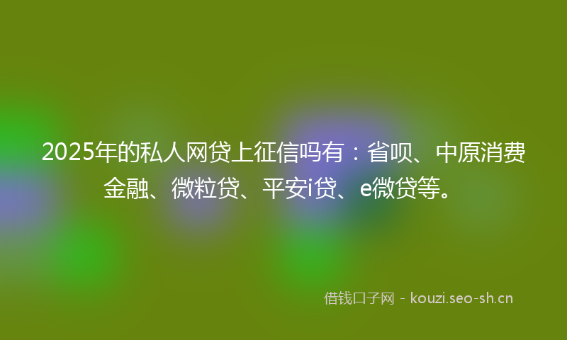 2025年的私人网贷上征信吗有：省呗、中原消费金融、微粒贷、平安i贷、e微贷等。