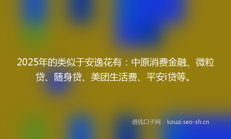 2025年的类似于安逸花有：中原消费金融、微粒贷、随身贷、美团生活费、平安i贷等。