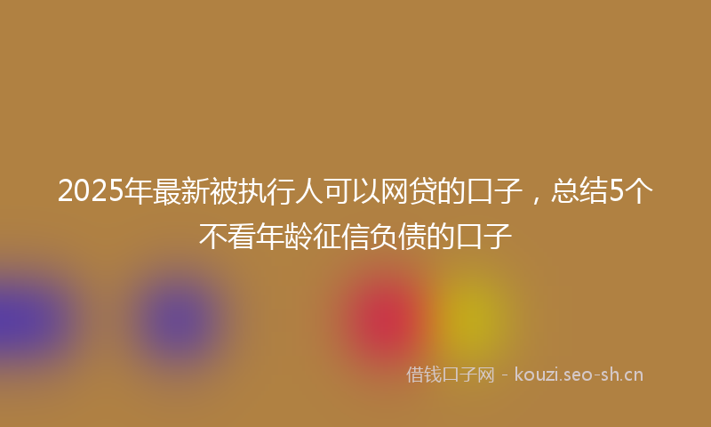 2025年最新被执行人可以网贷的口子，总结5个不看年龄征信负债的口子